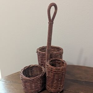 Brown Wicker Basket Set with Handle